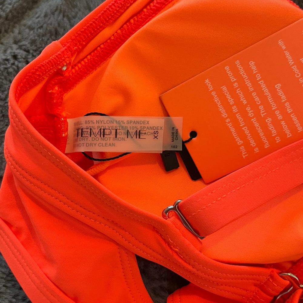 TEMPT ME Neon Orange Bikini XS NWT - Picture 6 of 10